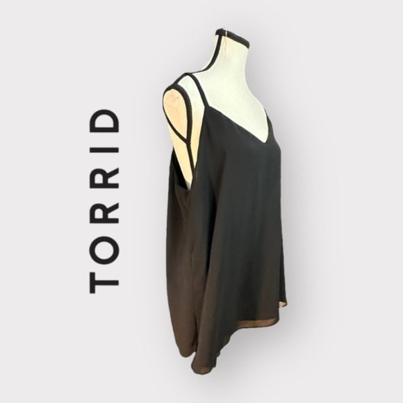Women’s Torrid 2 Black Sophie Chiffon Double Layer Cami 2X 2XL XXL 18 20 - Picture 2 of 13